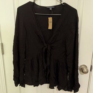 American Eagle Front Tie Peplum Top